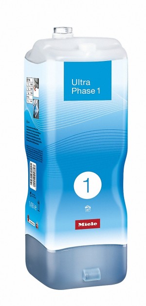 Miele UltraPhase 1 2-Komponentenwaschmittel für Buntes und Weißes.